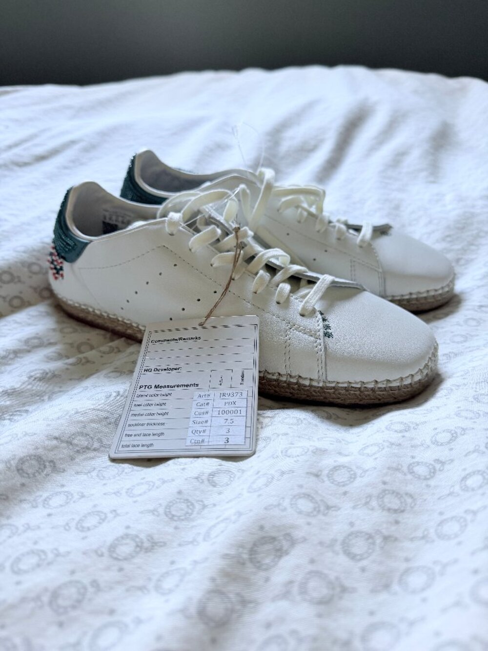 Adidas Clot Stan Smith Espadrille Beaded Sneaker Shoes White JR9373 Womens 9 US